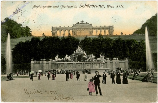 ak104109 Wien 13, Schönbrunn, Neptungrotte und Gloriette