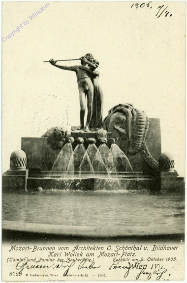ak104211 Wien 4, Mozart-Brunnen (Zauberflötenbrunnen)