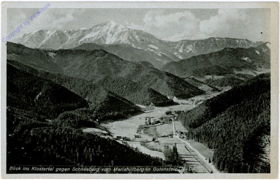 ak105270 Mariahilfberg, Blick ins Klostertal gegen Schneeberg