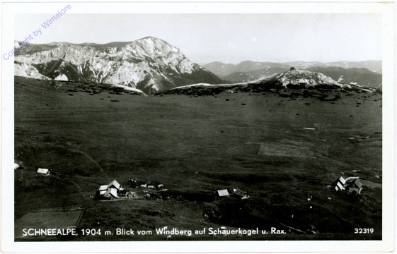 Windberg, Schneealpe, Blick auf Schauerkogel und Rax