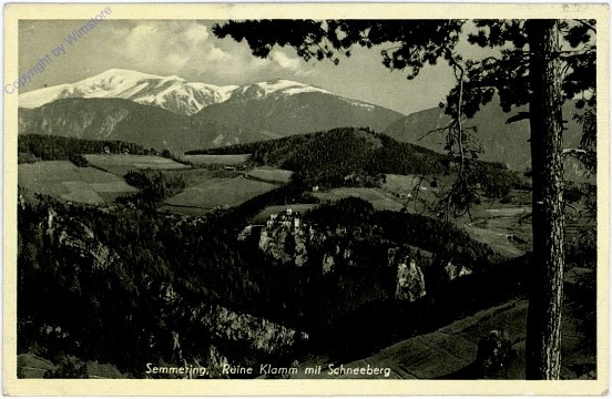 Semmering, Ruine Klamm mit Schneeberg