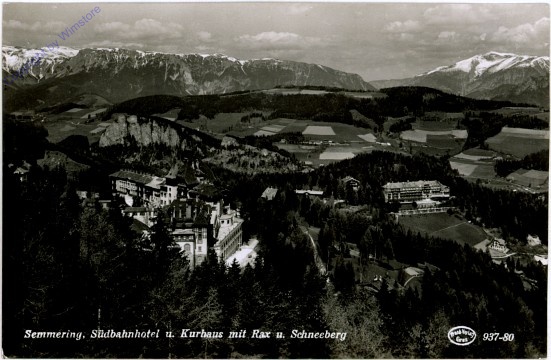 ak105797 Semmering, Südbahnhotel und Kurhaus mit Rax und Schneeberg