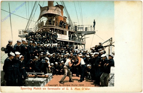 U.S. "Man O'War", Sparring Match on forecastle