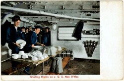 U.S. "Man O'War", Washin Dishes