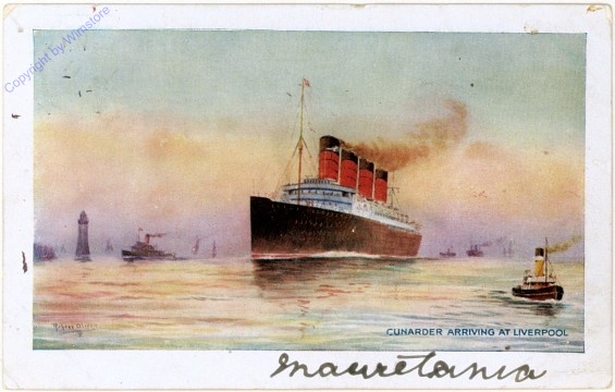 Cunarder, arraiving at Liverpool
