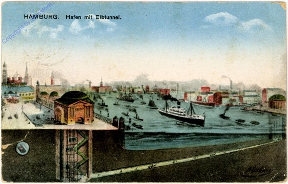 Hamburg, Hafen mit Elbtunnel