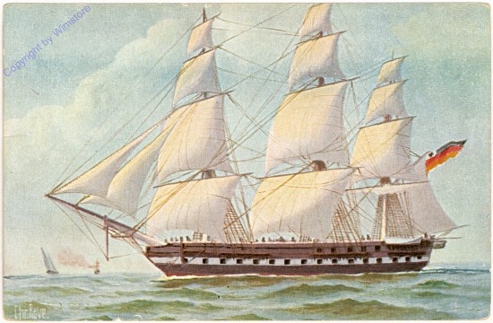 MG, Ehemalige dänische Fregatte "Gefion", jetzt deutsche Fregatte "Eckernförde", 1849