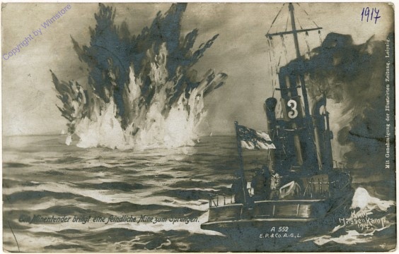 Ein Minentender bringt eine feindliche Mine zum Sprengen