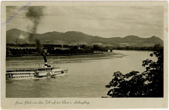 Bonn, Blick vom alten Zoll auf den Rhein und Siebengebirge
