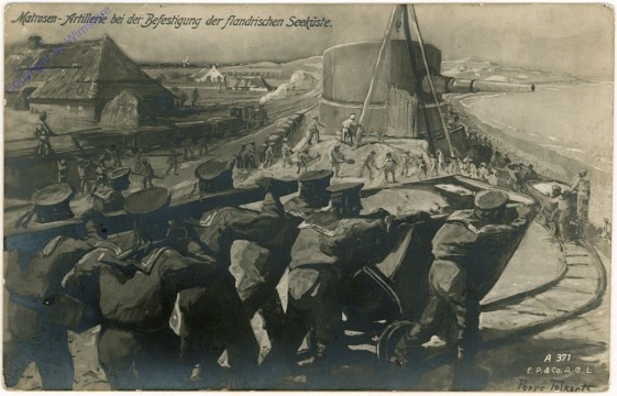 ak107268 Matrosen-Artillerie bei der Befestigung der flandischen Seeküste