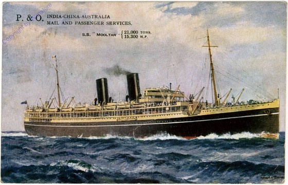 S.S. "Mooltan", P. & O. India-China-Australia Mail and Passenger Services