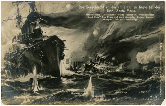 ak107407 Seeschlacht an der chilenischen Küste bei Insel Santa Maria