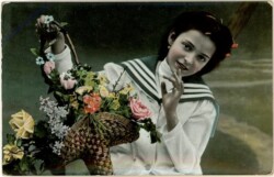 Mädchen mit Blumenkorb