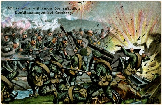 ak107981 Oesterreicher erstürmen die russischen Dorfschanzungen