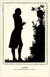 Goehte vor der Büste der Frau von Stein