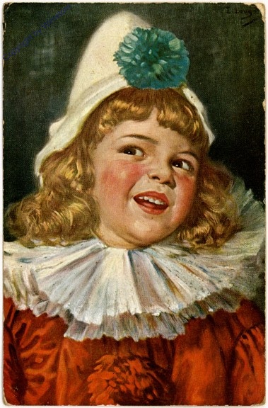 Mädchen im Clownskostüm