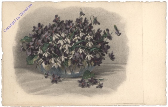Schneeglöckchen und Veilchen in Vase