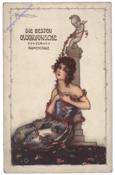 Mädchen vor Statue, Namenstag