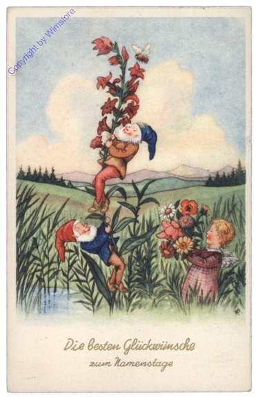 Zwerge klettern auf Blume, Namenstag