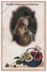 Junge Frau mit Blumen, Namenstag