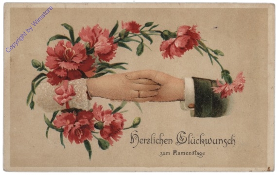Handschlag mit Blumen, Namenstag