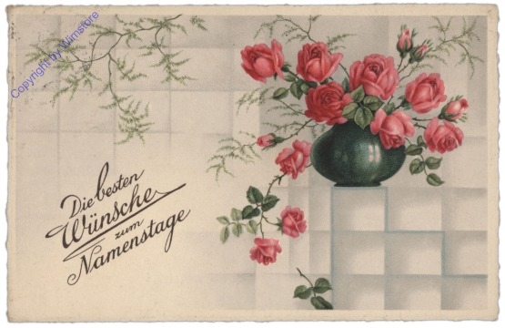 Blumenvase mit Rosen, Namenstag