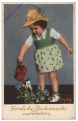 ak109117 Kind gießt Blumen, Geburtstag