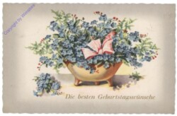 Schale mit Vergissmeinnicht, Geburtstag