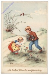 Kinder pflücken Blumen, Geburtstag