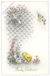 H.B. Wien 1474: Kücken steht bei zwei Eiern