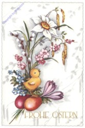 ANU 5605: Kücken mit Blumen und Ei