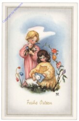 H.B. Wien OFS 1021: Kinder mit Lamm und Blumen