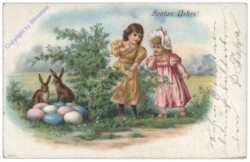 Mädchen beobachten Osterhasen