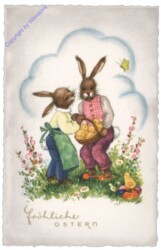 ANU 5438: Familie Hase mit einem Korb Kücken