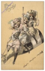 ak109510 Mädchen auf Sektflasche