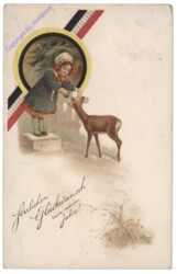 ak109582 Mädchen füttert Reh
