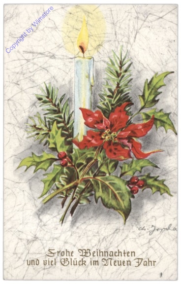 Kerze mit Weihnachtsstern