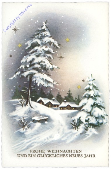 Verschneites Dorf