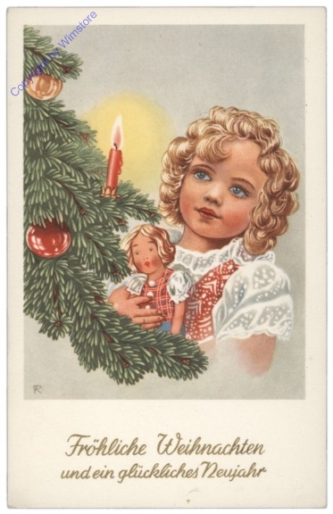 ak109776 Mädchen vorm Christbaum