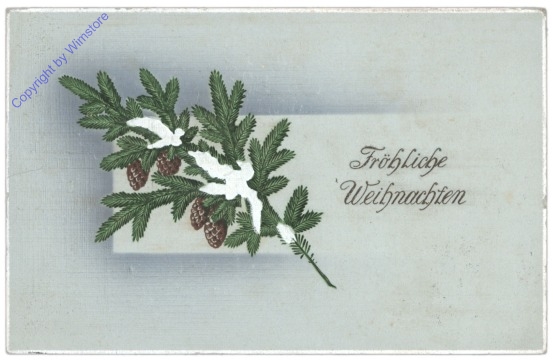 Zweig mit Zapfen und Schnee