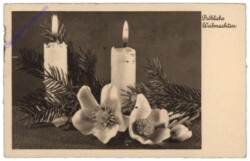 Zwei Kerzen mit einem Zweig