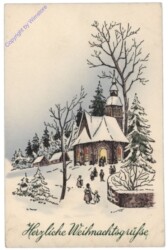 Menschen gehen in die Kirche