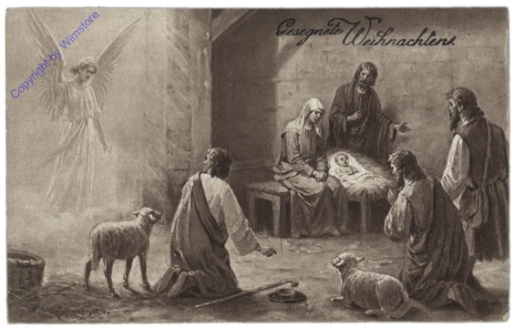 Krippenszene mit Engel