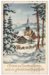 Verschneite Ortsansicht