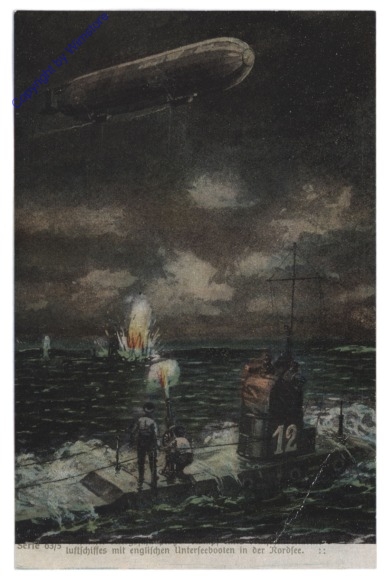 ... luftschiffes mit englischen Unterseebooten in der Nordsee