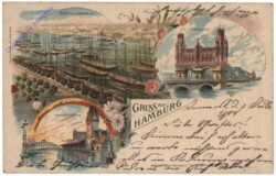 Hamburg, Gruss aus, Elbbrücke, Jungfernbrücke, Hafen