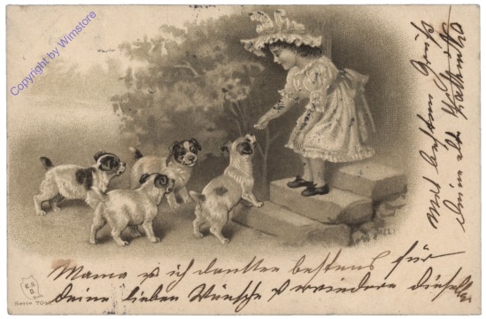 Mädchen füttert Hunde, Reliefkarte