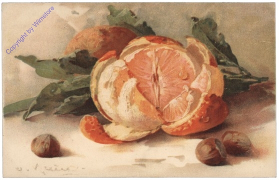 Orange und Nüsse