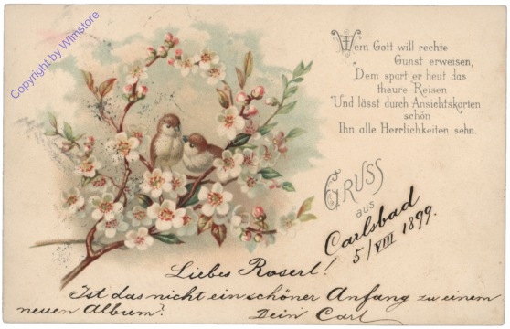 Blumenzweig mit zwei Vögel