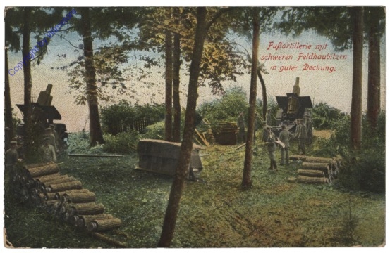 ak111304 Fußartillerie mit schweren Feldhaubitzen in guter Deckung